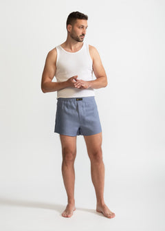 The Linen Boxer Shorts  Dusty Blue