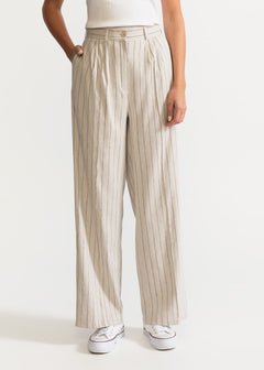 Women's Figa Linen Set  Beige Stripes