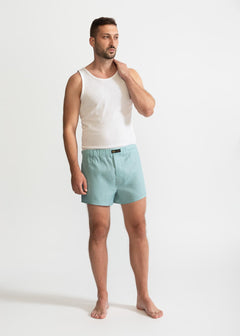 The Linen Boxer Shorts Aqua Blue