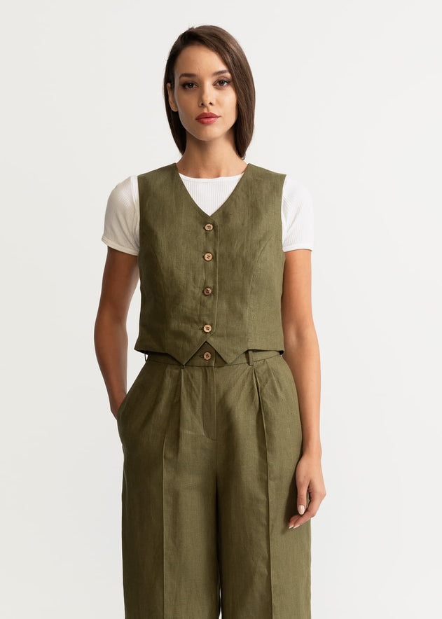 Women's Figa Linen Set  Khaki