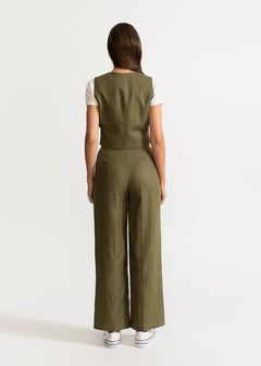 Women's Figa Linen Trousers  Khaki