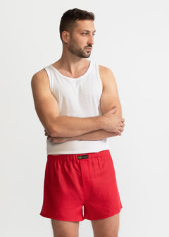 The Linen Boxer Shorts Red