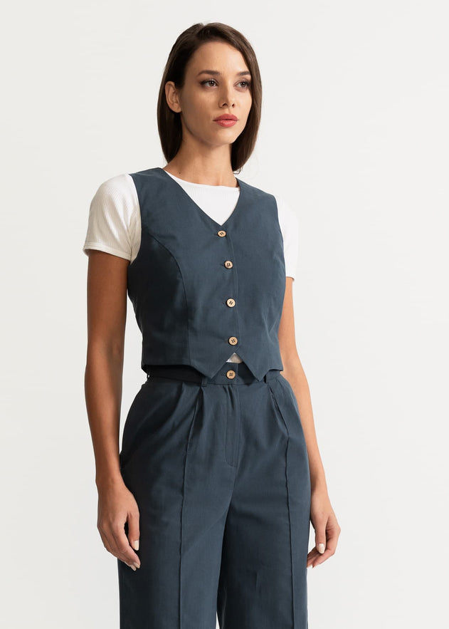 Women's Figa Organic Cotton Waistcoat  Grey