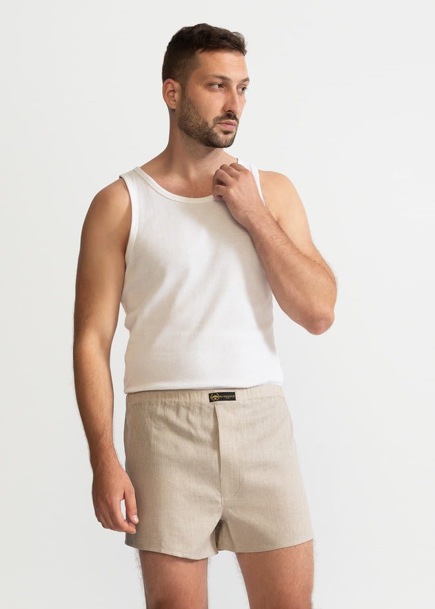 The Linen Boxer Shorts  Natural Beige