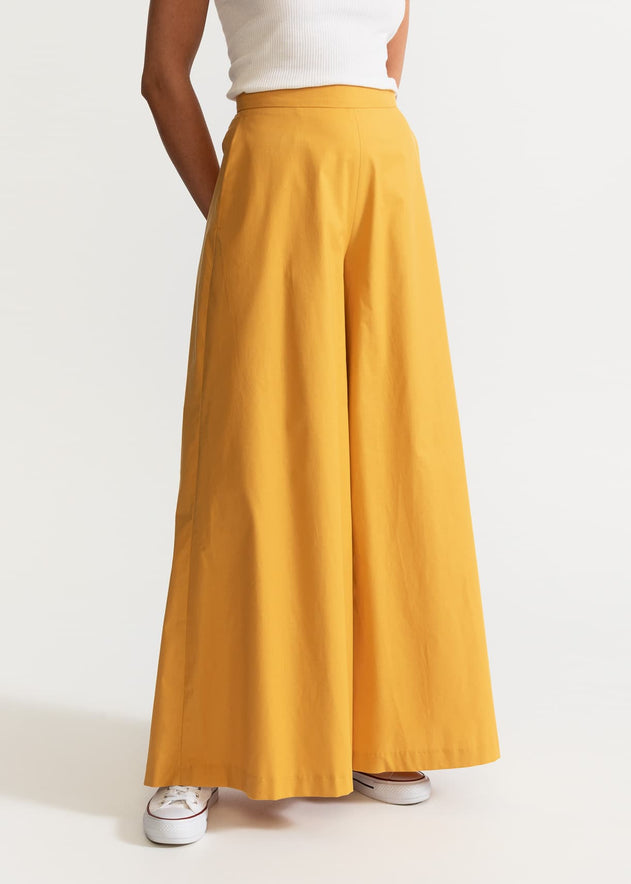 Women's Palazzo Cotton Pants  Mustard