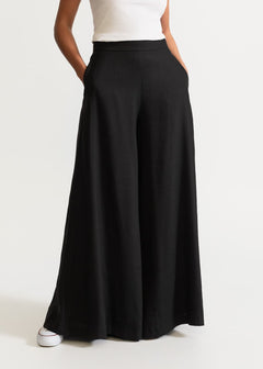 Women's Palazzo Linen Pants  Black