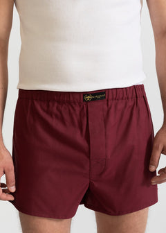 The Cotton Boxer Shorts Burgundy Red