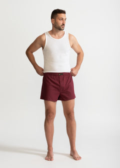 The Cotton Boxer Shorts Burgundy Red