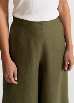 Women's Palazzo Linen Pants  Khaki