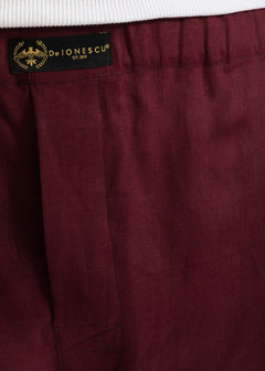 The Linen Boxer Shorts  Burgundy Red