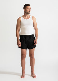 The Linen Boxer Shorts Black