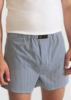 The Cotton Boxer Shorts Blue Stripes