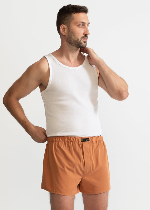 The Cotton Boxer Shorts Camel Brown