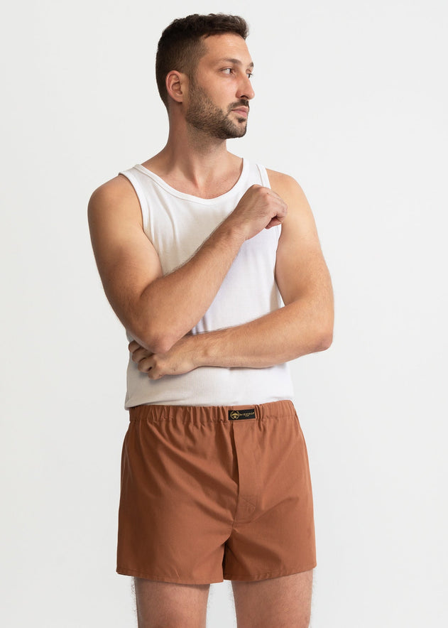 The Cotton Boxer Shorts Caramel Brown