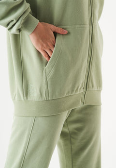 Jale Soft Touch Organic Cotton Sweat Jacket Sage Green