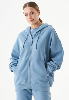 Jale Soft Touch Organic Cotton Sweat Jacket Steel Blue