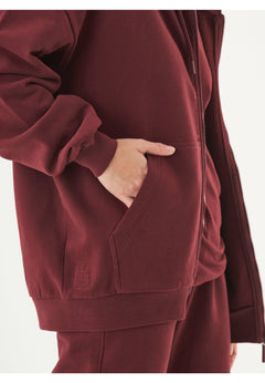 Jale Soft Touch Organic Cotton Sweat Jacket Bordeaux