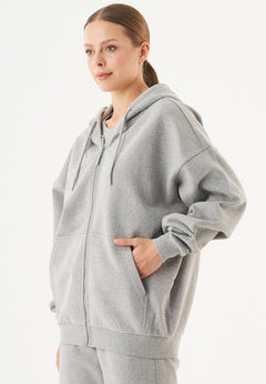 Jale Soft Touch Organic Cotton Sweat Jacket Grey Melange