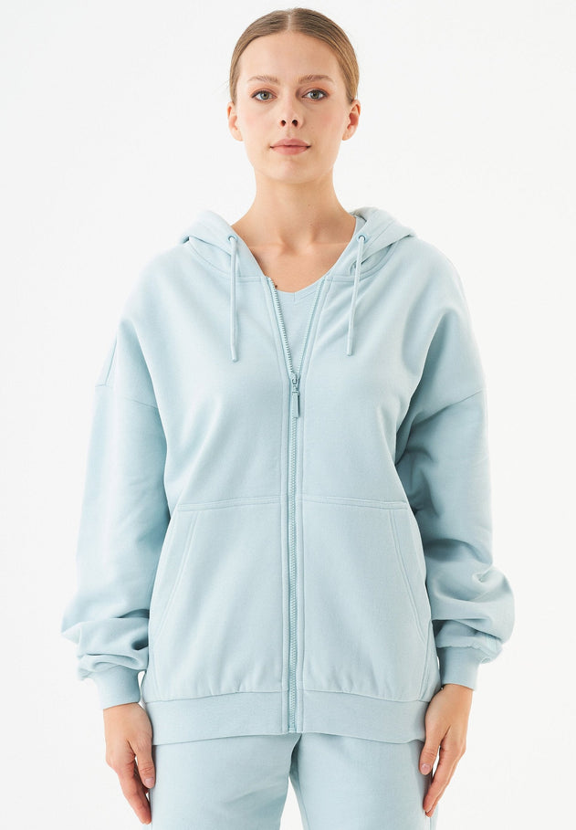 Jale Soft Touch Organic Cotton Sweat Jacket Mint Blue