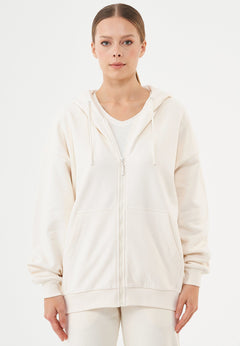 Jale Soft Touch Organic Cotton Sweat Jacket Off White