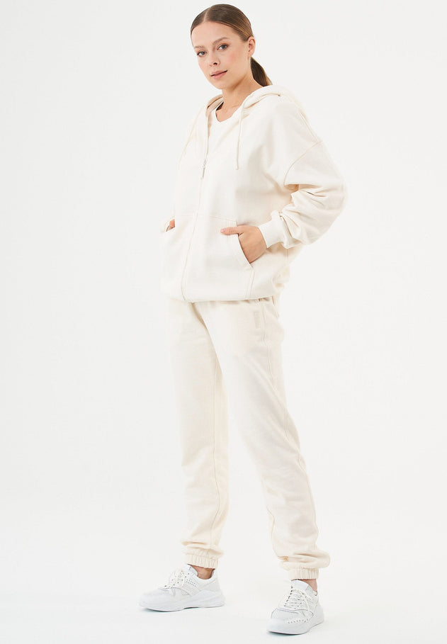 Jale Soft Touch Organic Cotton Sweat Jacket Off White