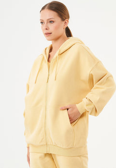 Jale Soft Touch Organic Cotton Sweat Jacket Soft Yellow