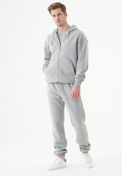 Junda Unisex Soft Touch Organic Cotton Sweat Jacket Grey Melange