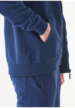 Junda Unisex Soft Touch Organic Cotton Sweat Jacket Navy