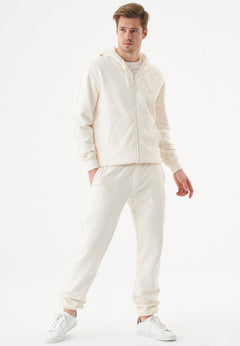 Junda Unisex Soft Touch Organic Cotton Sweat Jacket Off White