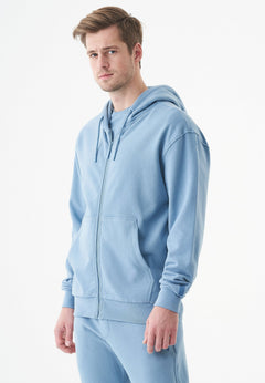 Junda Unisex Soft Touch Organic Cotton Sweat Jacket Steel Blue