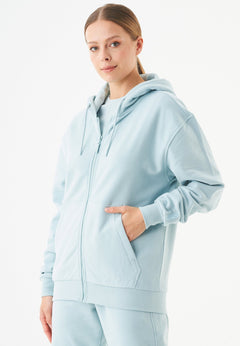 Junda Unisex Soft Touch Organic Cotton Sweat Jacket Mint Blue