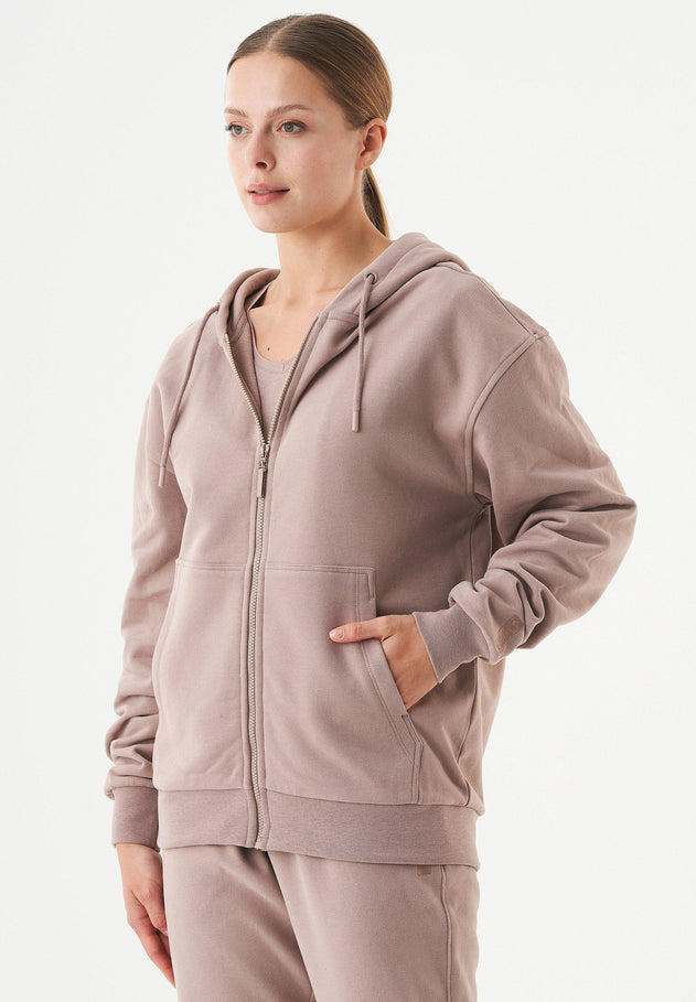 Junda Unisex Soft Touch Organic Cotton Sweat Jacket Mocha