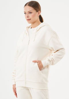 Junda Unisex Soft Touch Organic Cotton Sweat Jacket Off White