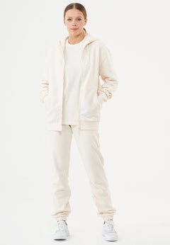 Junda Unisex Soft Touch Organic Cotton Sweat Jacket Off White