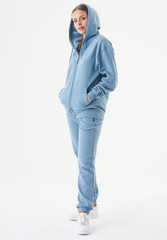Junda Unisex Soft Touch Organic Cotton Sweat Jacket Steel Blue