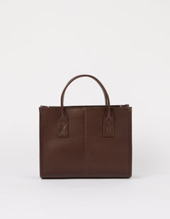 Jackie Midi Bag with Webbing Strap Classic Leather Chocolate Brown