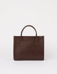 Jackie Midi Bag with Webbing Strap Classic Leather Chocolate Brown