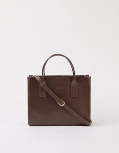 Jackie Midi Bag with Leather Strap Classic Leather Chocolate Brown