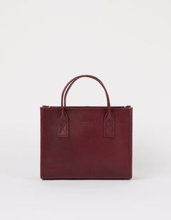 Jackie Midi Bag with Webbing Strap Classic Leather Dark Cherry