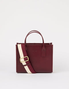 Jackie Midi Bag with Webbing Strap Classic Leather Dark Cherry
