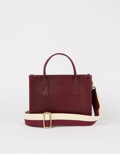 Jackie Midi Bag with Webbing Strap Classic Leather Dark Cherry