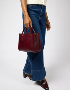 Jackie Midi Bag with Leather Strap Classic Leather Dark Cherry