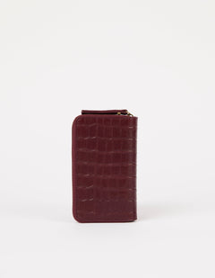 Jett Wallet Croco Print Leather Dark Cherry