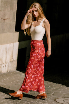 Iris Skirt Floral Red