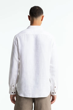 Enda Pocket Shirt Optical White Linen