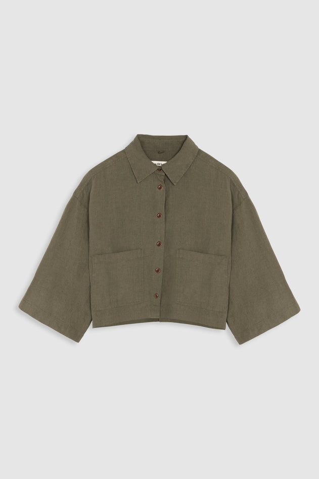 Wanda Linen Overshirt Bungee Cord