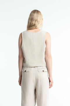 Lucia Linen Top Beige