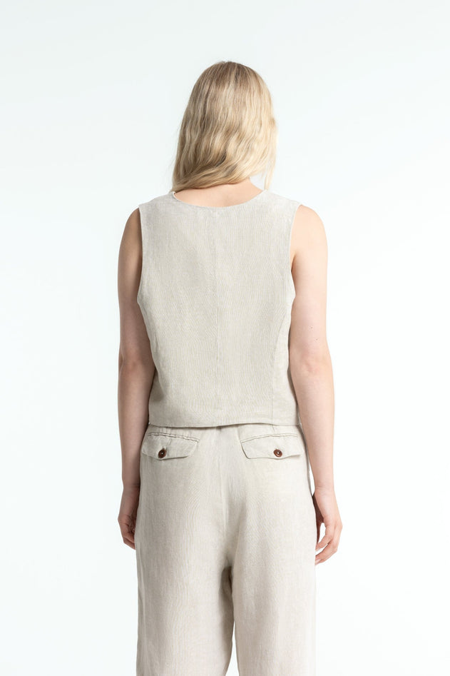 Lucia Linen Top Beige
