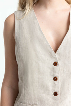 Lucia Linen Top Beige
