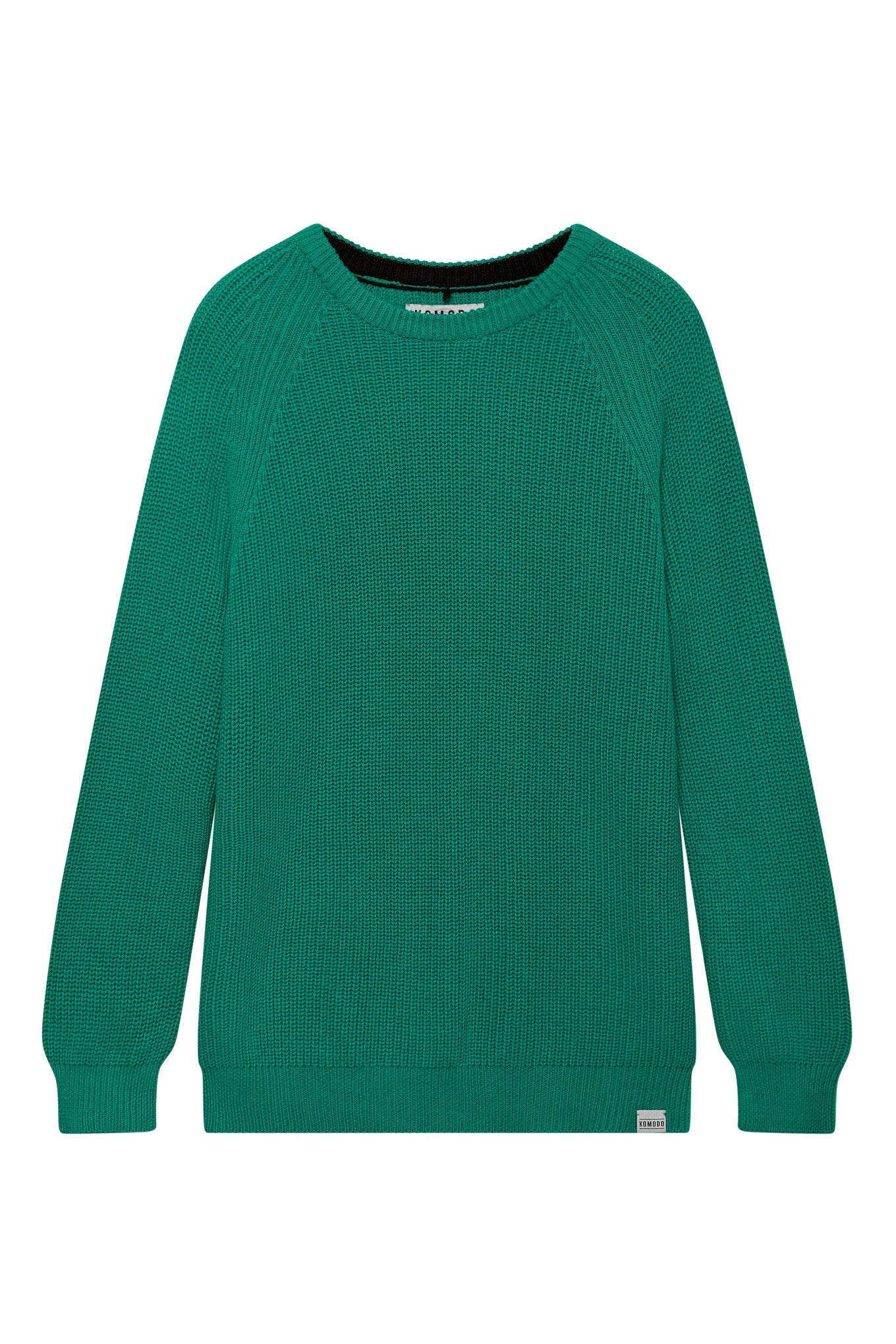 Green organic cotton sweater, front view